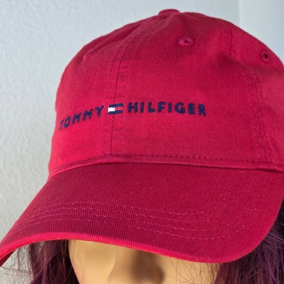 ?️NWT Tommy Hilfiger Red Logo Unisex Adjustable Baseball Hat One Size main image 5